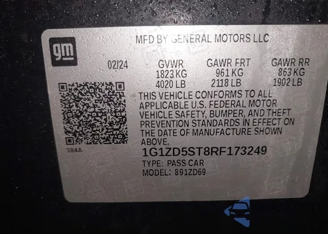 2024 Chevrolet Malibu Fwd 1Lt z USA, uszkodzony, nr VIN 1G1ZD5ST8RF173249